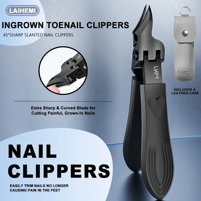 1pc Thick Toenail Clipper Set - Heavy-Duty Angled-Tip Wide Jaw Ingrown Toenail Clippers with Long Handle, Ultra-Sharp Diagonal N