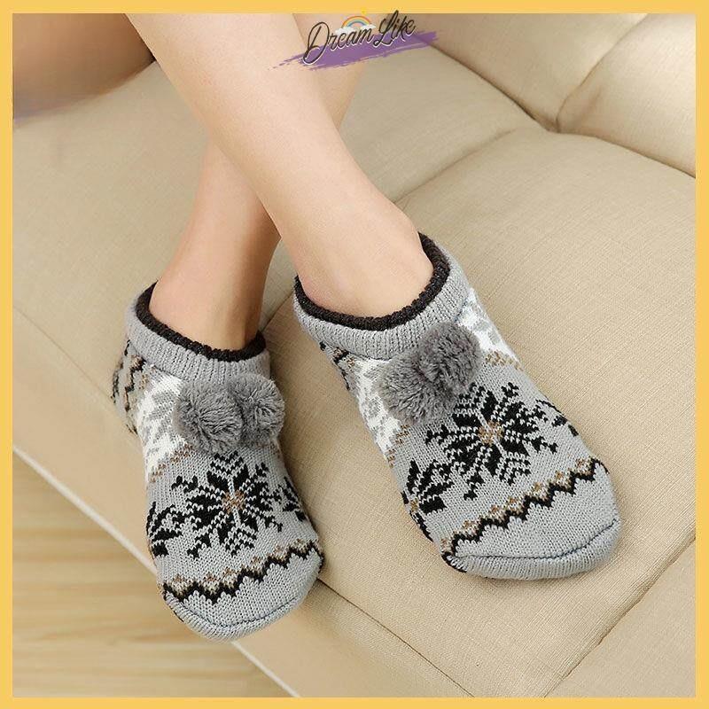 Meias de chão de lã Overshoes interior adulto das mulheres dos homens primavera outono meias adulto de sola grossa inver