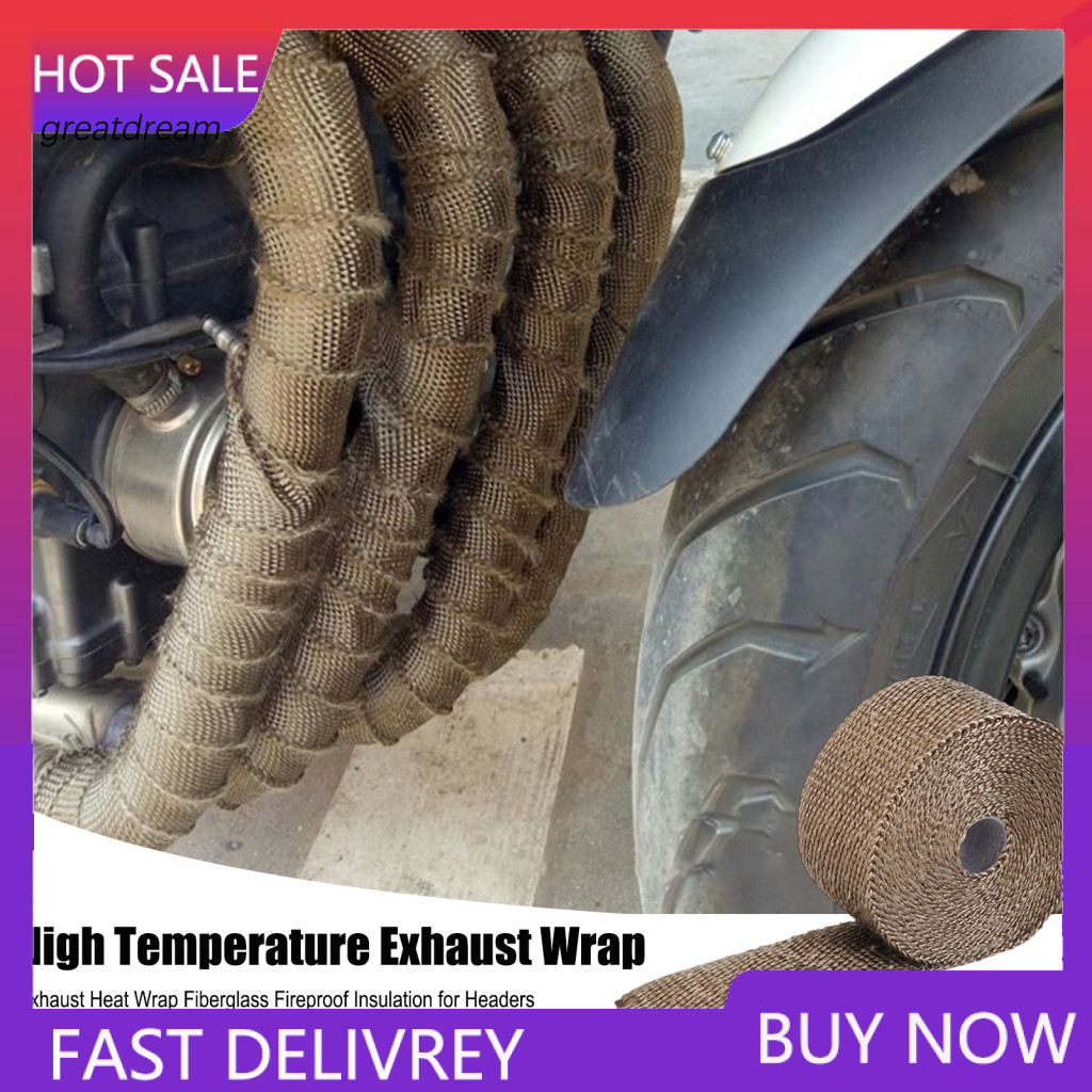 Motorcycle Exhaust Insulation High Temperature Wrap Heat Fiberglass Fireproof for Car Truck Headers Pipes – Easy for E