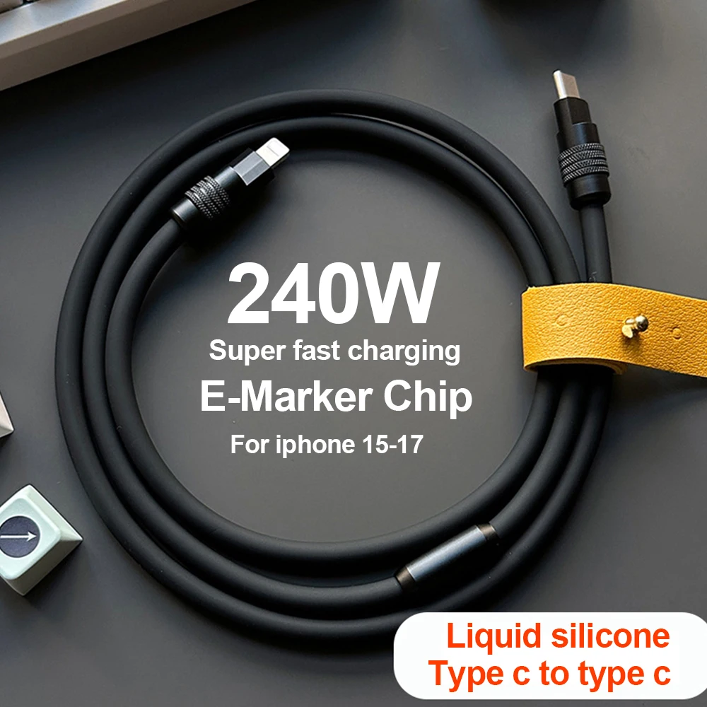 240W Liquid Silicone USB C To Type C Fast Charging Cable Type C Data Cord For IPhone 17 16 15 Pro Max MacBook iPad Samsung S26