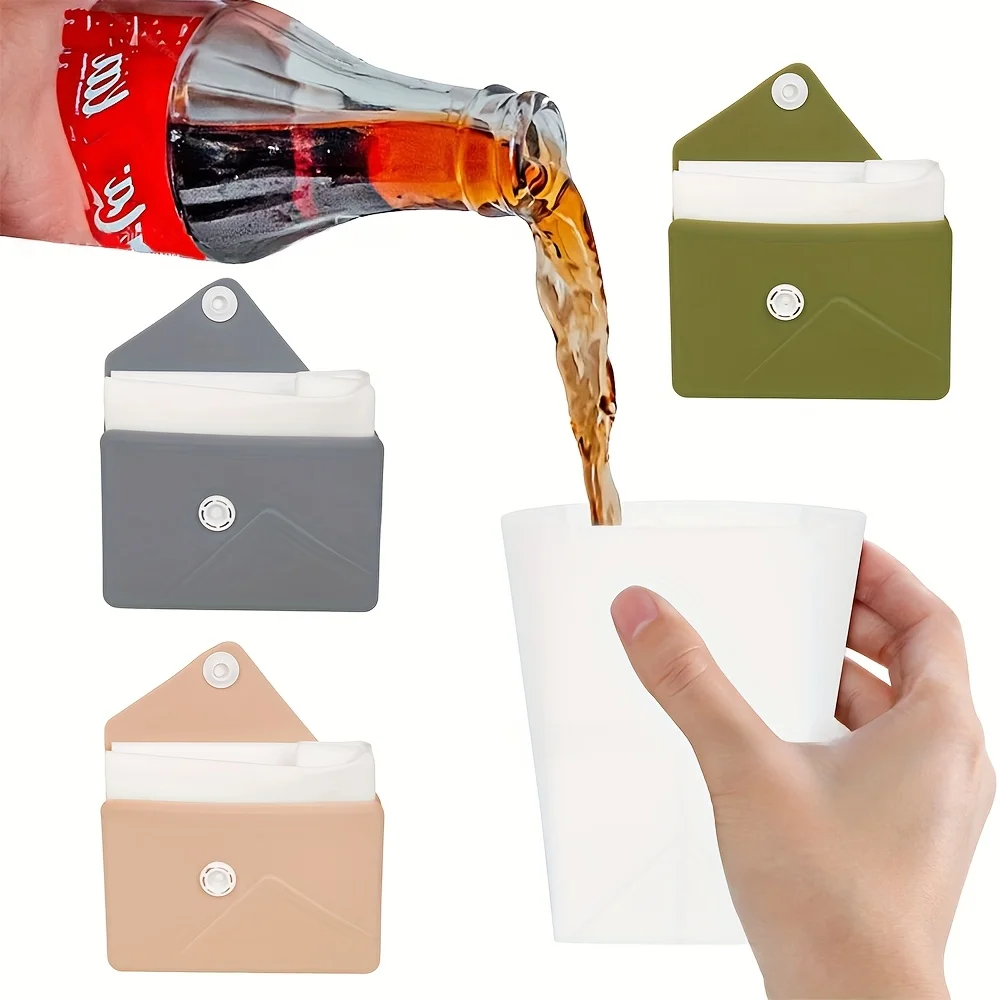 1pc Outdoor Travel Folding Silicone Water Cup with Storage Bag Flexible Journey Container for Home Outdoor Camping Hiking Gift