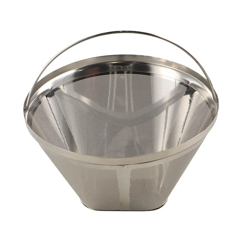304 Stainless Steel Cafe Drip Coffee Machine Filter Fine Mesh Reusable Coffee Powder Basket with Foldable Handle Tea Strainer