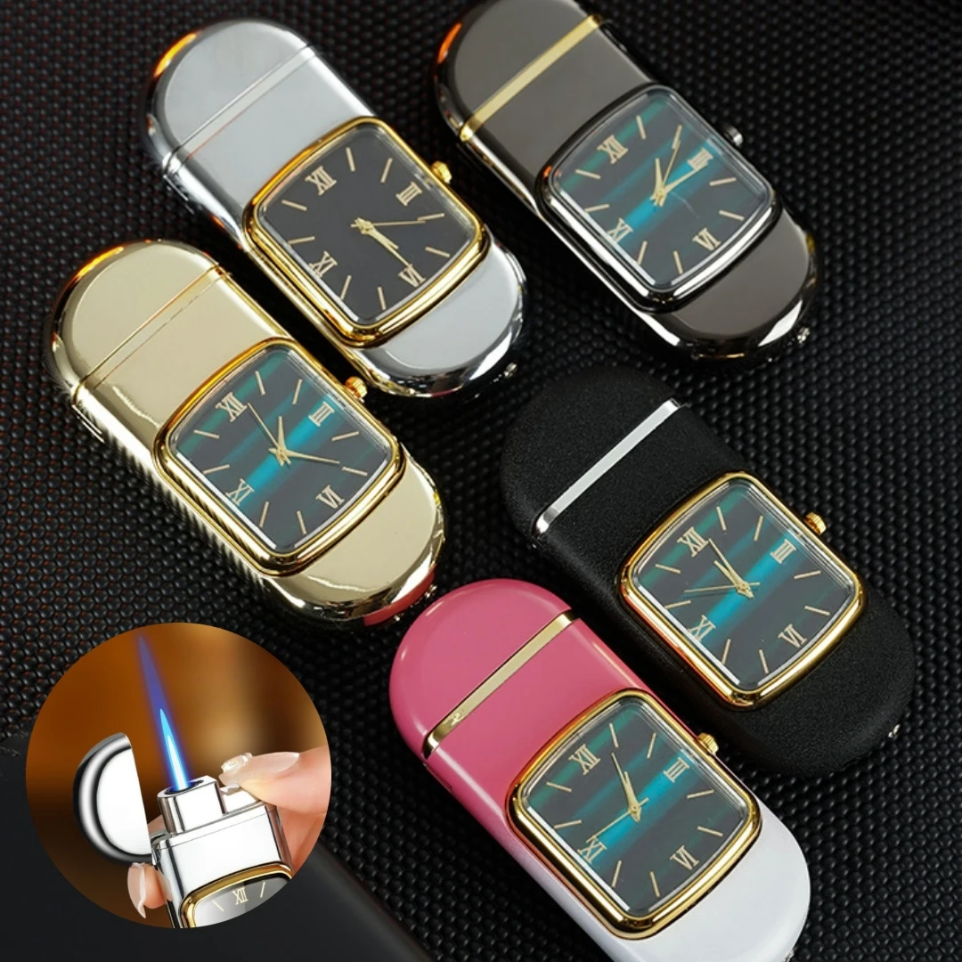 Personalized Watch Metal Windproof Cigar Cigarette Gas Lighter Jet Torch Unusual Lighters Smoking Accessory Gadgets for Men New