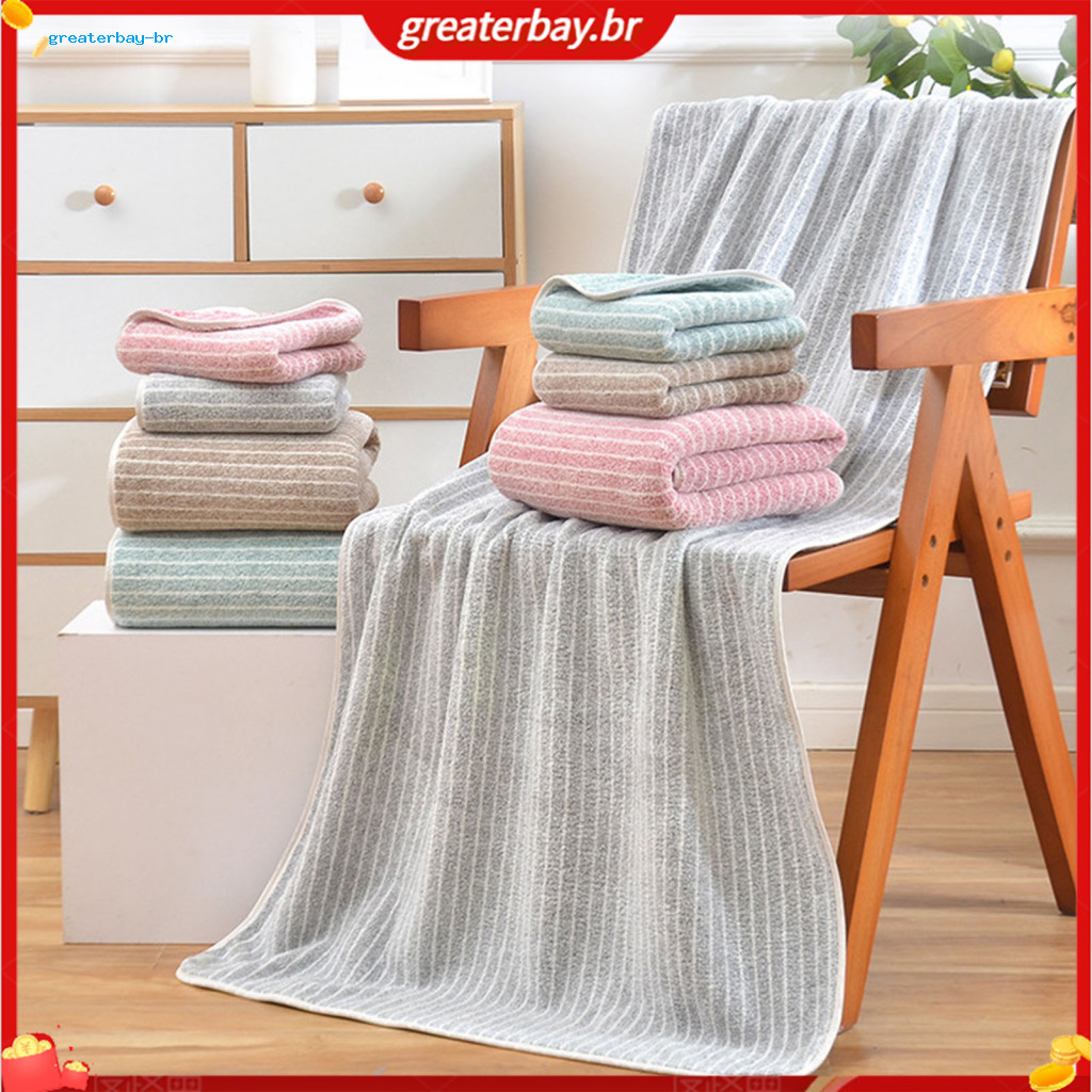 Large Ultra-soft Quick-dry Fleece Bath Towel – Thick Plush Super Absorbent Striped for Spa Beach Fitness Men Women Lig