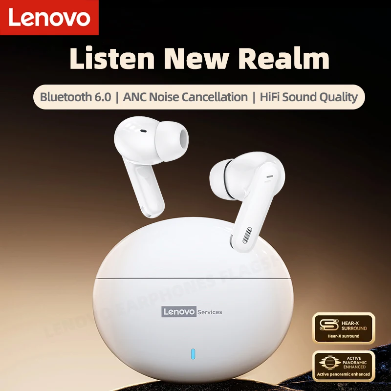 Lenovo LE253 Headphones Wireless Bluetooth 6.0 Earphones TWS HiFi Sound ANC Noise Reduction Gaming Sports Earbuds With Mic