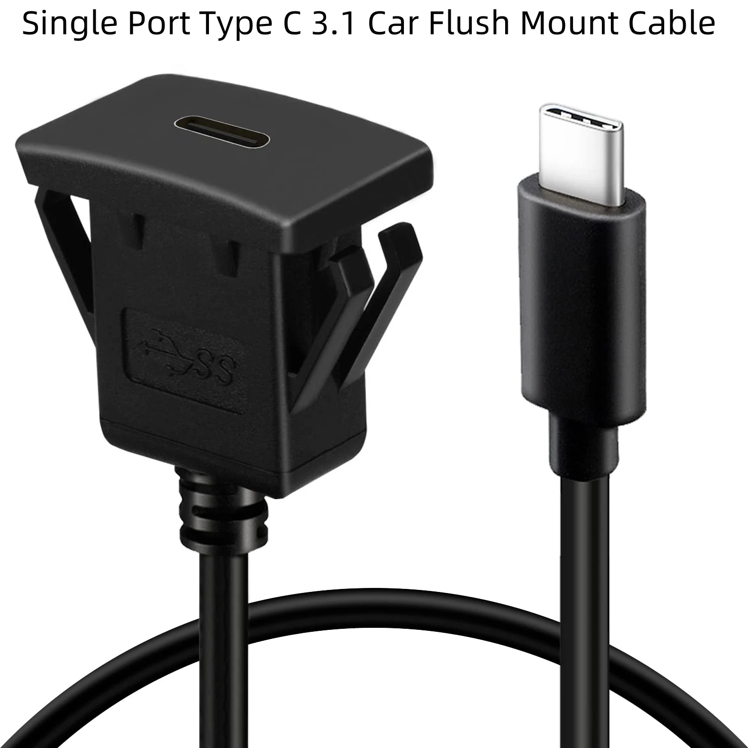 1M USB 2.0,3.0,3.1 Cable Type C Male to Female Square Flush Mount Panel Extension Cord for Car Truck Boat Motorcycle Dashboard