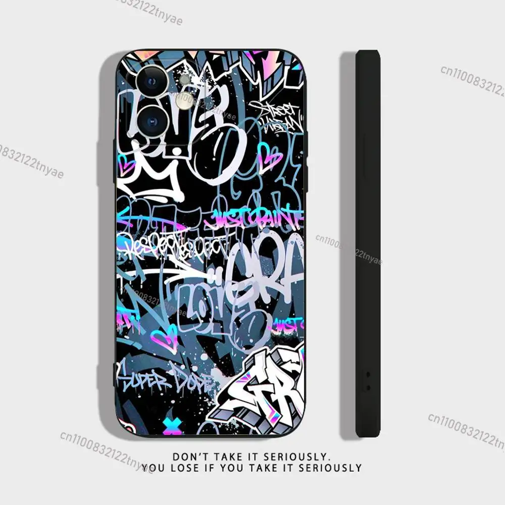 Cool Colorful Graffiti Phone Case For iPhone 17,16,15,14,13,12,11,Pro,X,XS,Max,XR,Plus,Mini Soft Silicone Black Shockproof TPU