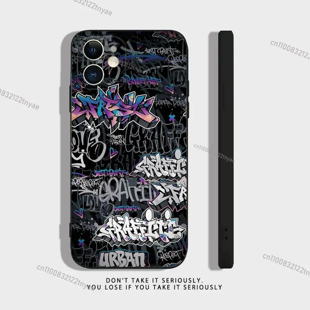 Cool Colorful Graffiti Phone Case For iPhone 17,16,15,14,13,12,11,Pro,X,XS,Max,XR,Plus,Mini Soft Silicone Black Shockproof TPU