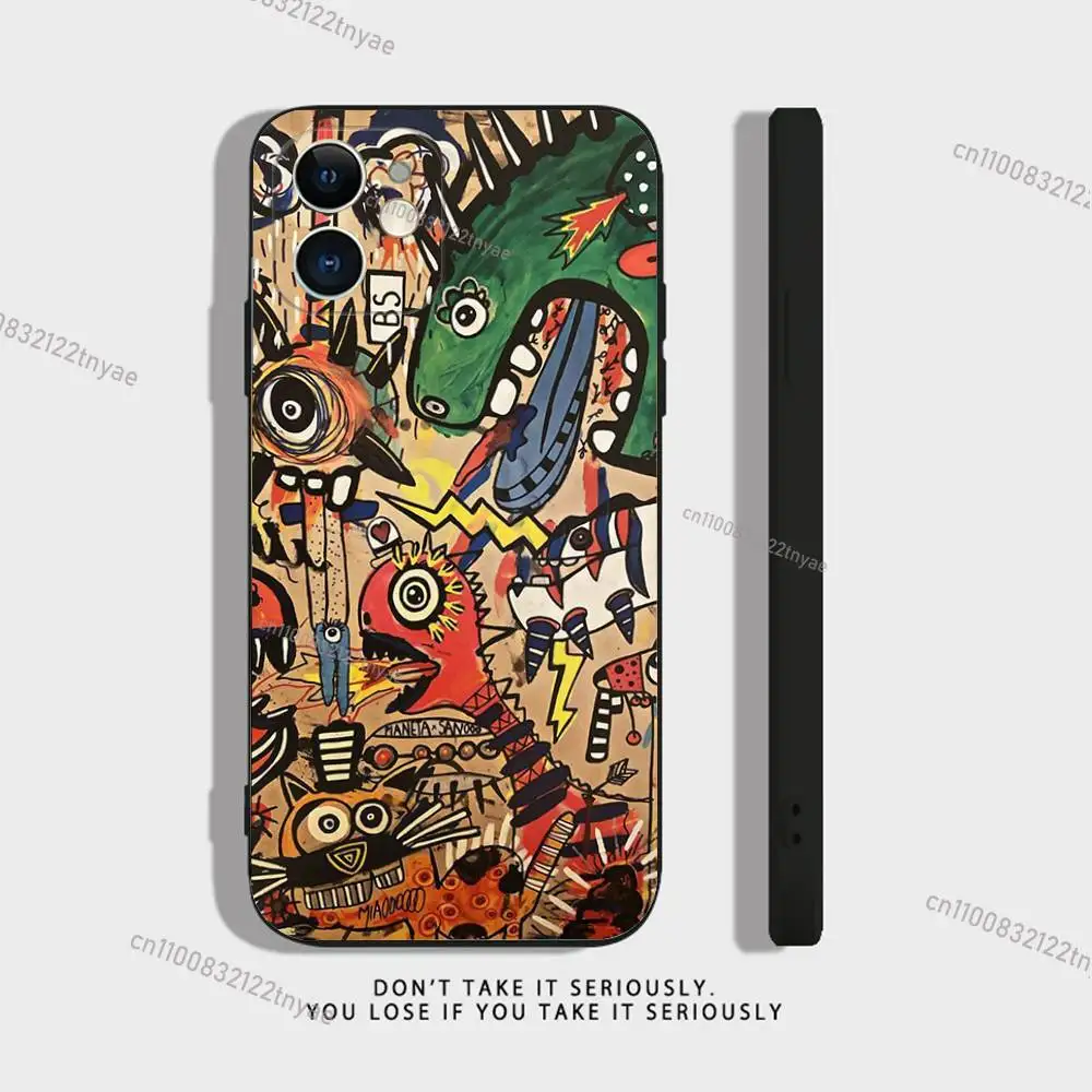 Cool Colorful Graffiti Phone Case For iPhone 17,16,15,14,13,12,11,Pro,X,XS,Max,XR,Plus,Mini Soft Silicone Black Shockproof TPU