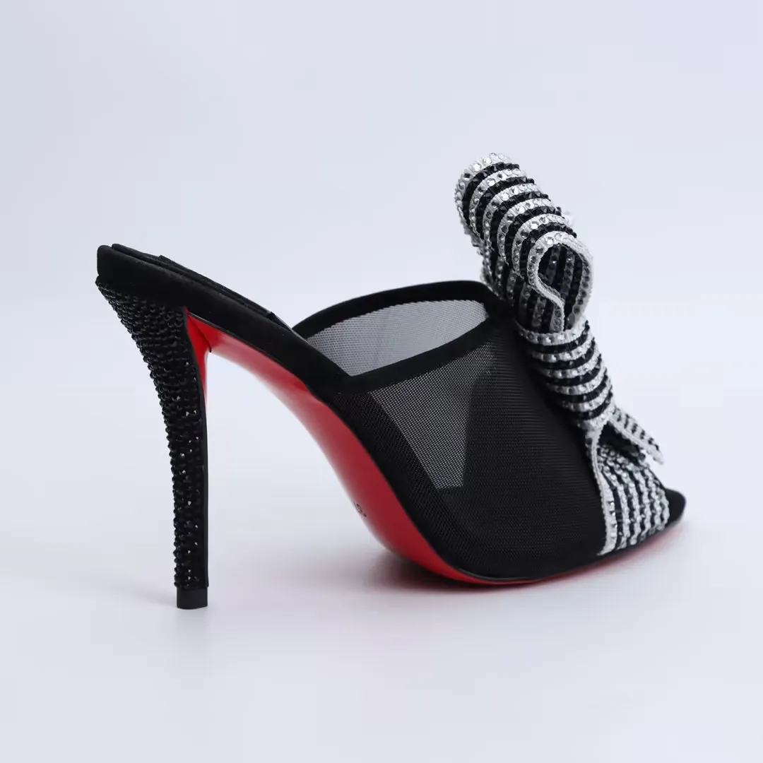 New leather women's sandals, premium mesh luxury brand high heels, breathable mesh shoes, internet sensation