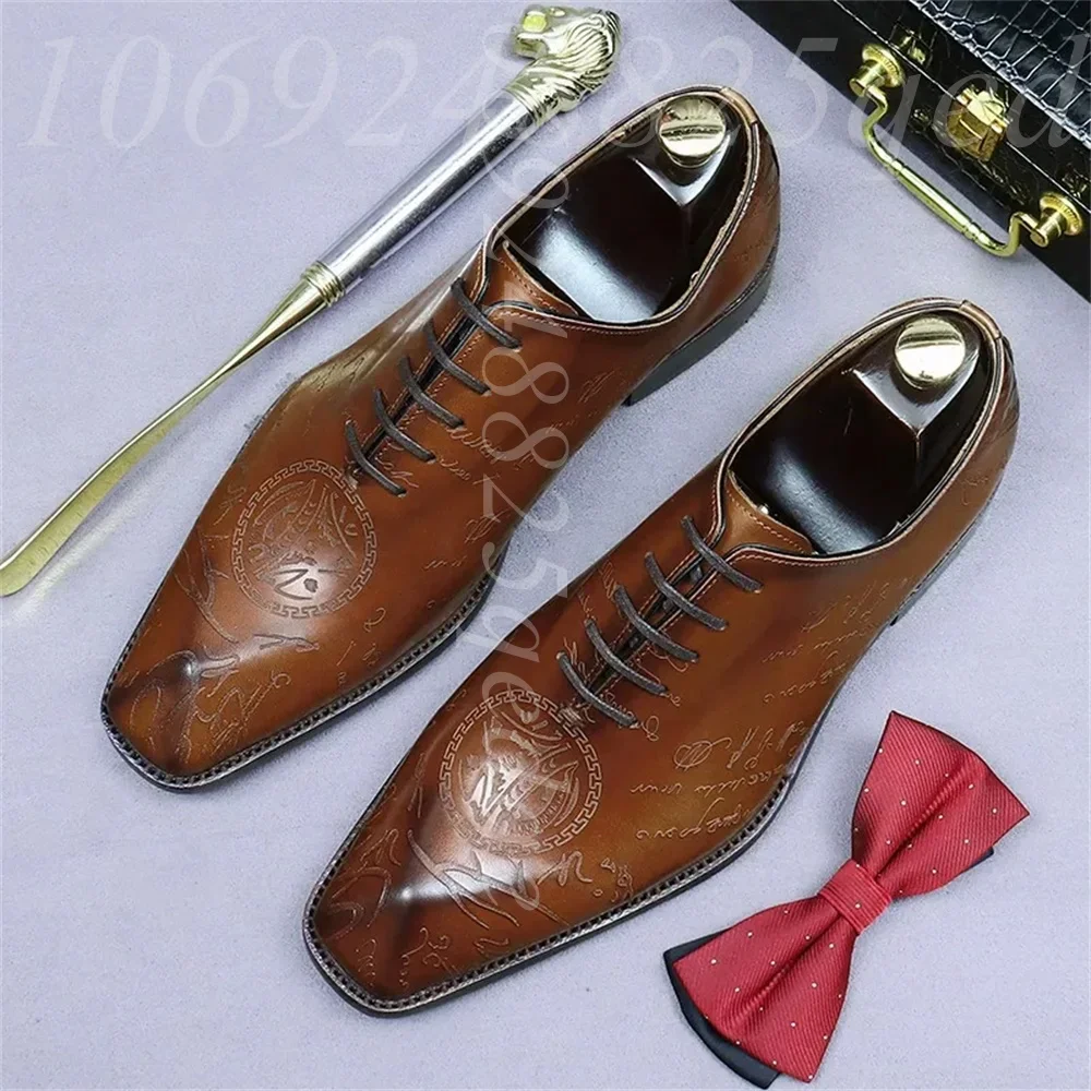 Handcrafted Embossed Oxford for Men Formal Business Lace-Up Oxfords, Stylish Pointed Toe Premium Brown/Black Designer Dress Shoe