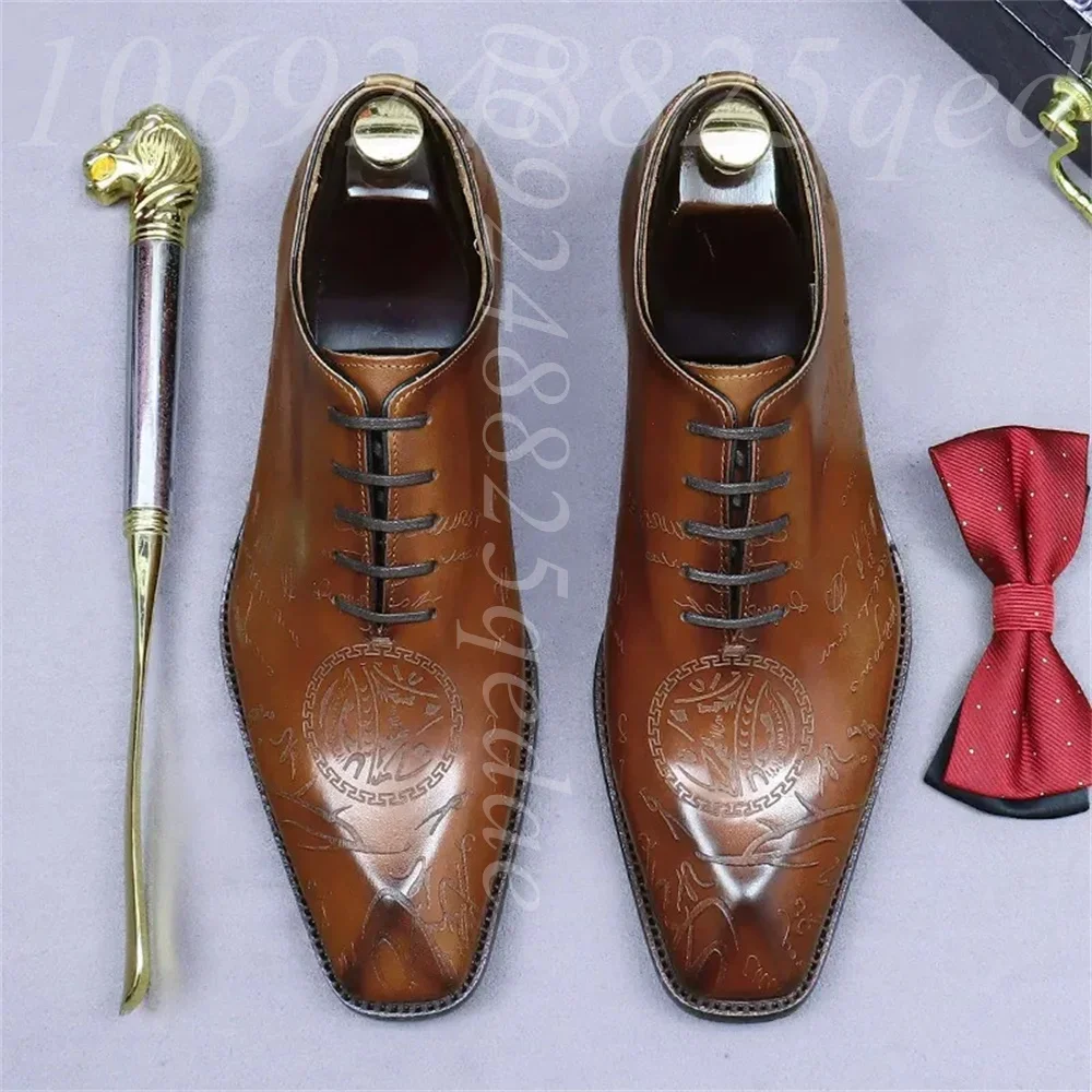Handcrafted Embossed Oxford for Men Formal Business Lace-Up Oxfords, Stylish Pointed Toe Premium Brown/Black Designer Dress Shoe