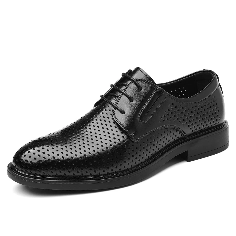Mens Black Premium Smooth Leather Dress Oxfords Classic Pointed Toe Lace Up Formal Business Office Wedding Shoes British Style
