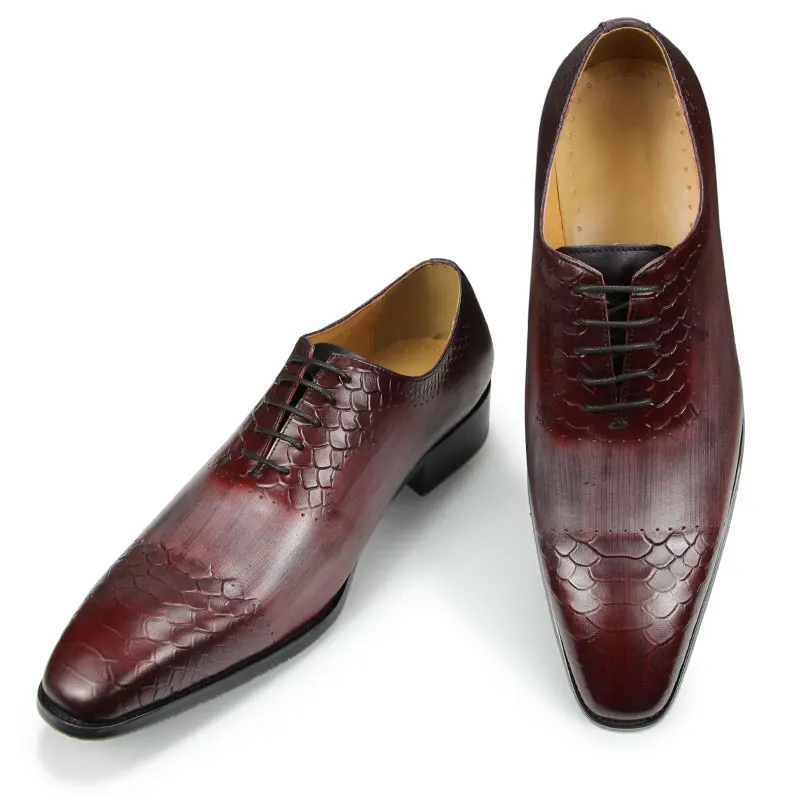 Luxury Men’s Dress Shoes - Genuine Leather Brogue Oxford with Elastic Band | Premium Classic Comfortable Formal Shoes for Men