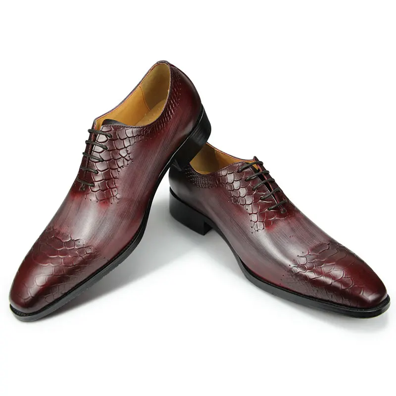 Luxury Men’s Dress Shoes - Genuine Leather Brogue Oxford with Elastic Band | Premium Classic Comfortable Formal Shoes for Men