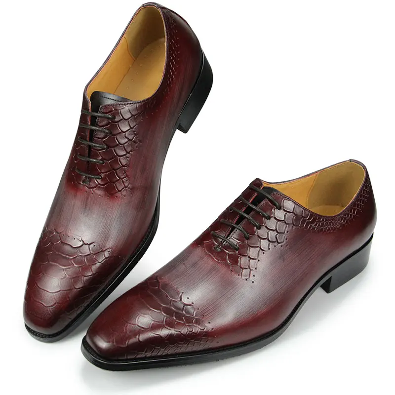 Luxury Men’s Dress Shoes - Genuine Leather Brogue Oxford with Elastic Band | Premium Classic Comfortable Formal Shoes for Men