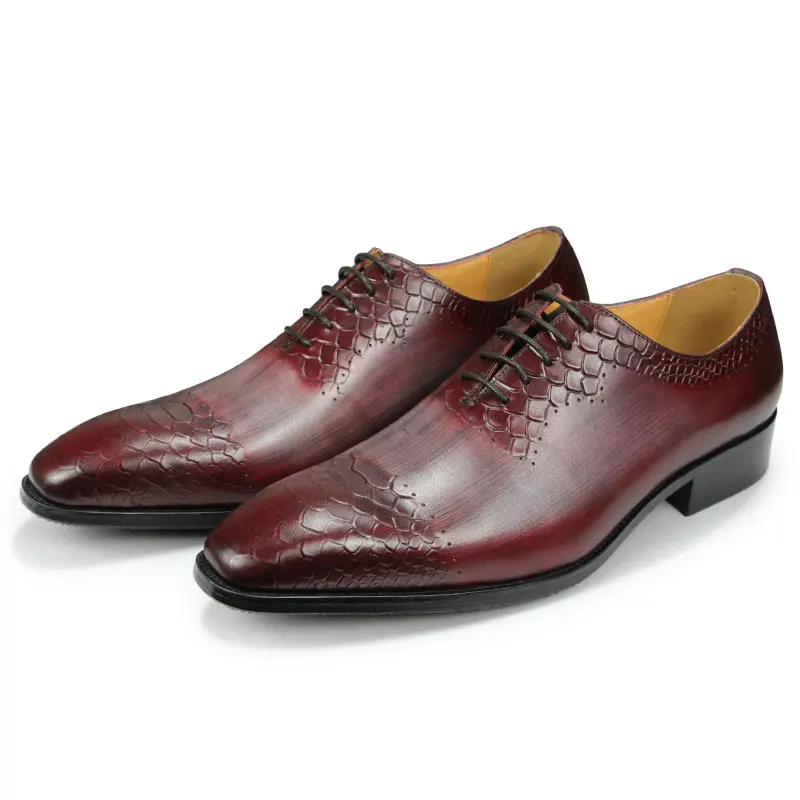 Luxury Men’s Dress Shoes - Genuine Leather Brogue Oxford with Elastic Band | Premium Classic Comfortable Formal Shoes for Men