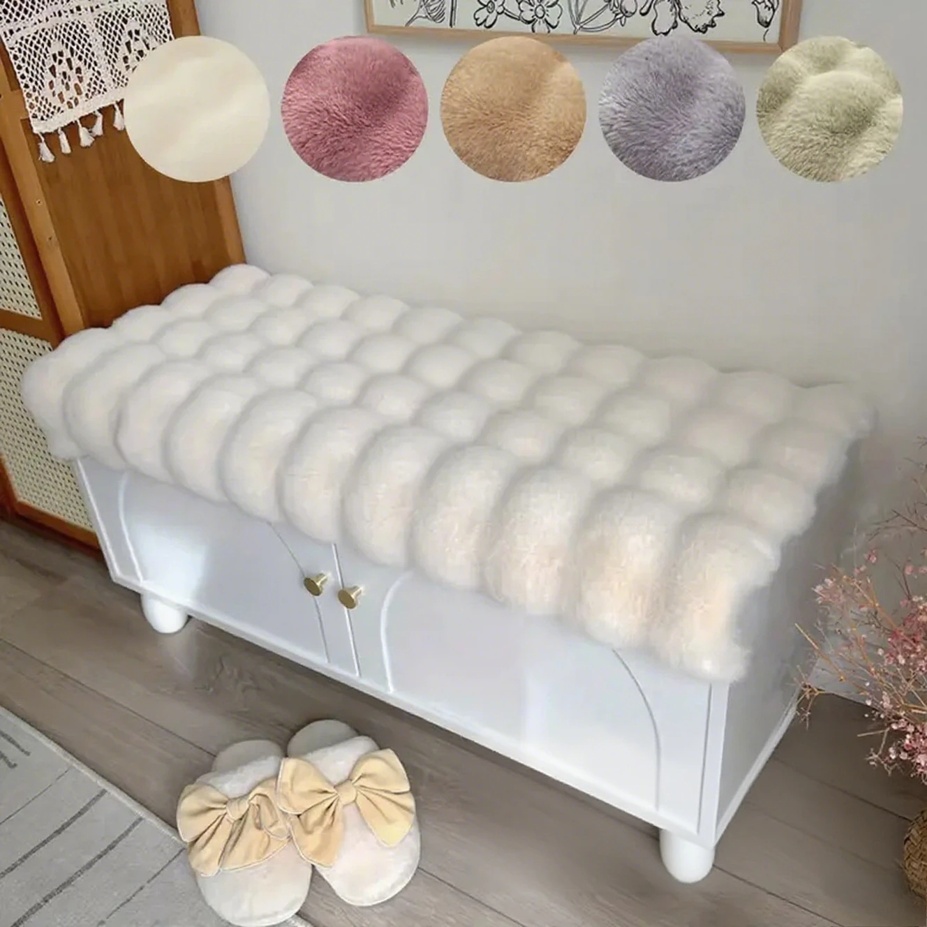 Premium Polyester Material Thick Plush Non-Slip Shoe Bench Cushion Ideal for Entryway or Living Room Decor/Seat Pads,Office Mats