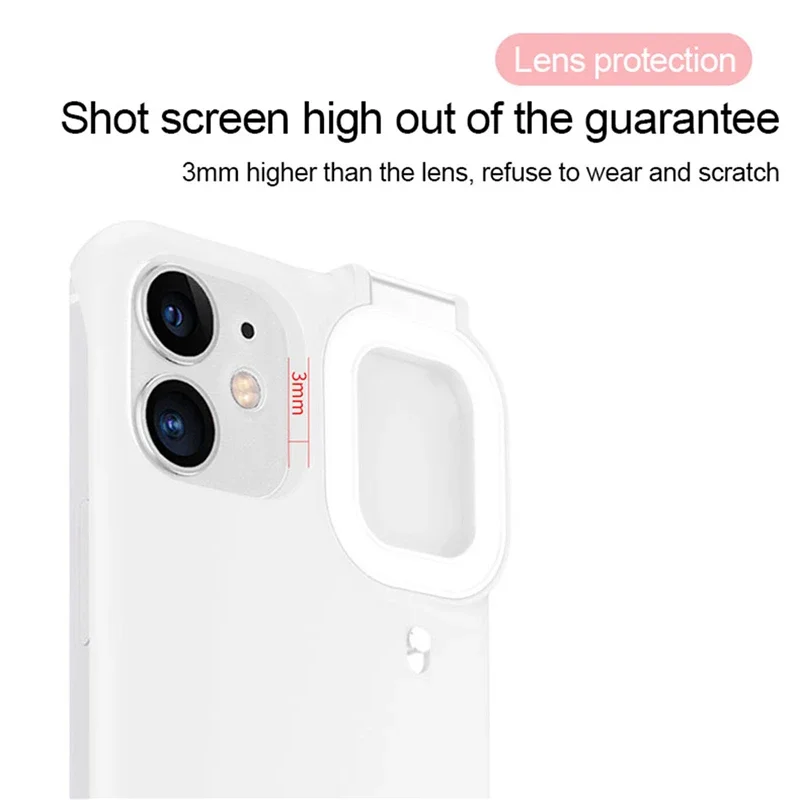 Selfie Beauty Ring Flash Phone Case For iPhone 12 Pro Max 11 Cases with LED Selfie Light Portable Protective Back Cover