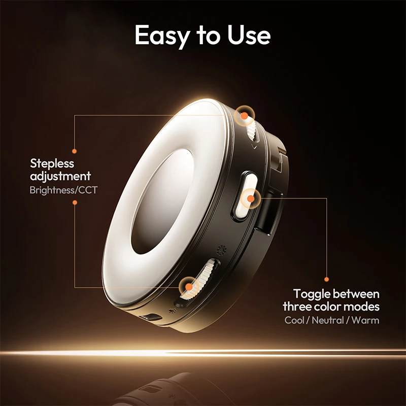 Ulanzi ML05 MagLock Vlog Fill Light Magnetic Video Light Bi-Color 2500-9000K 360 Adjustable Selfie Ring Light for Iphone Android