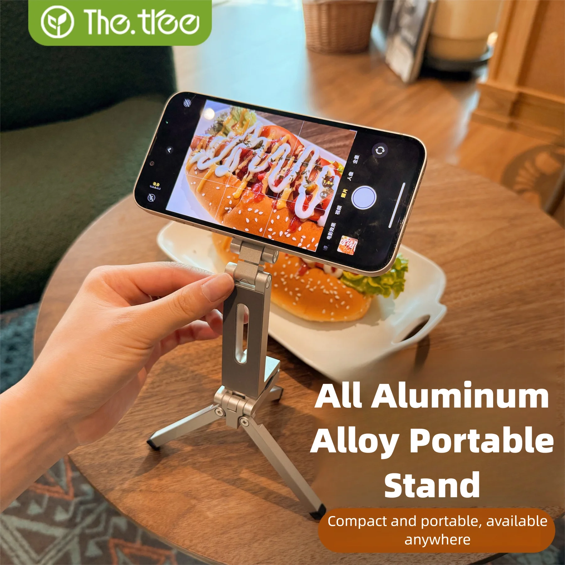 Travel Phone Holder Tripod Magnetic Phone Mount Portable Aluminum Alloy Clip for Hands-Free Viewing for iPhone Samsung