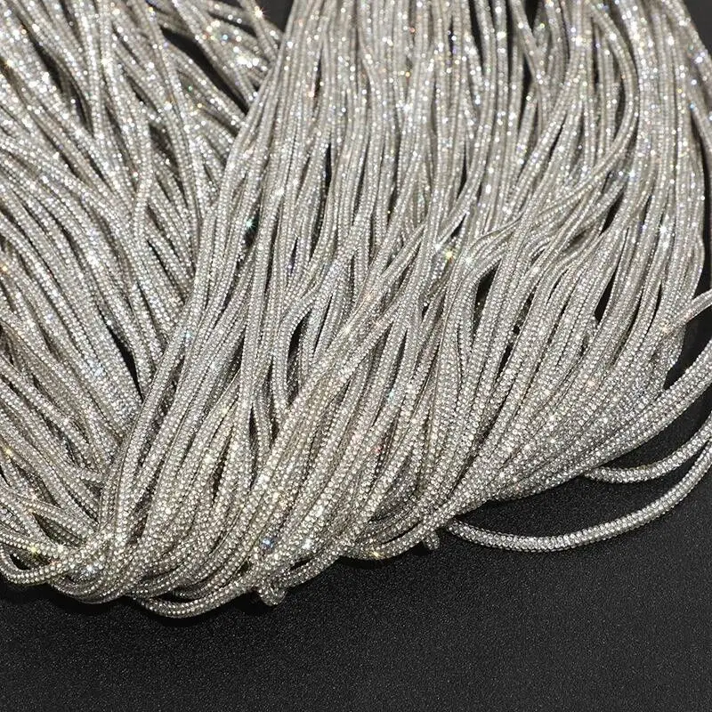 5/10/30/50 Yards Shiny Trim Cord Diy Glitter Rhinestone Drawstring Rope Pipe For Shoelace Rope Hoodie Trouser Replacement String