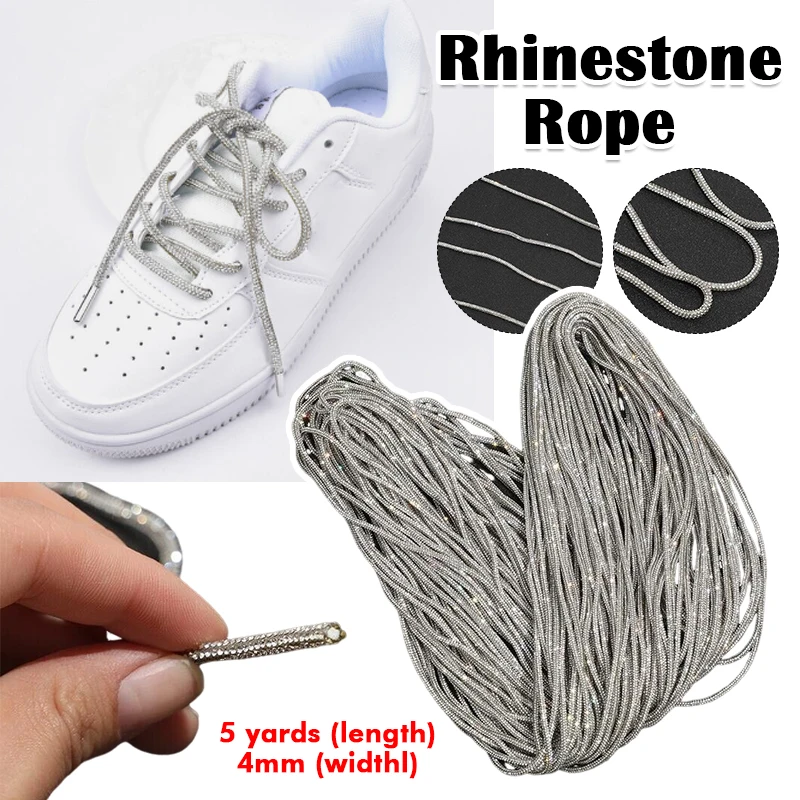 5/10/30/50 Yards Shiny Trim Cord Diy Glitter Rhinestone Drawstring Rope Pipe For Shoelace Rope Hoodie Trouser Replacement String