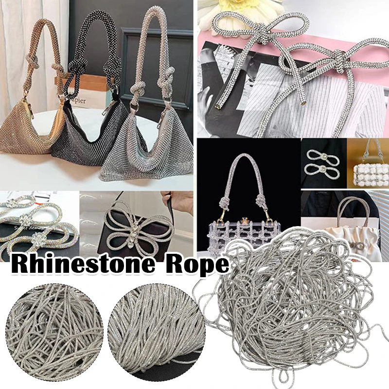 5/10/30/50 Yard Crystal Shiny Round Rope Diy Rhinestone Drawstring For Hoodie Trouser Replacement String Diamond Trim Cord