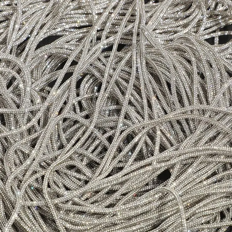 5/10/30/50 Yard Crystal Shiny Round Rope Diy Rhinestone Drawstring For Hoodie Trouser Replacement String Diamond Trim Cord