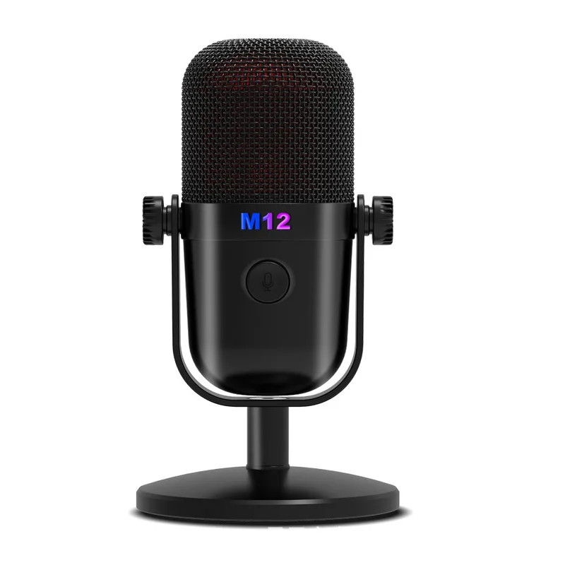 USB Gaming Microphone Kit with Headphone Mute/RGB /Arm Stand,Dynamic Mic Set for PC PS5/4 Mixer AmpliGame M12