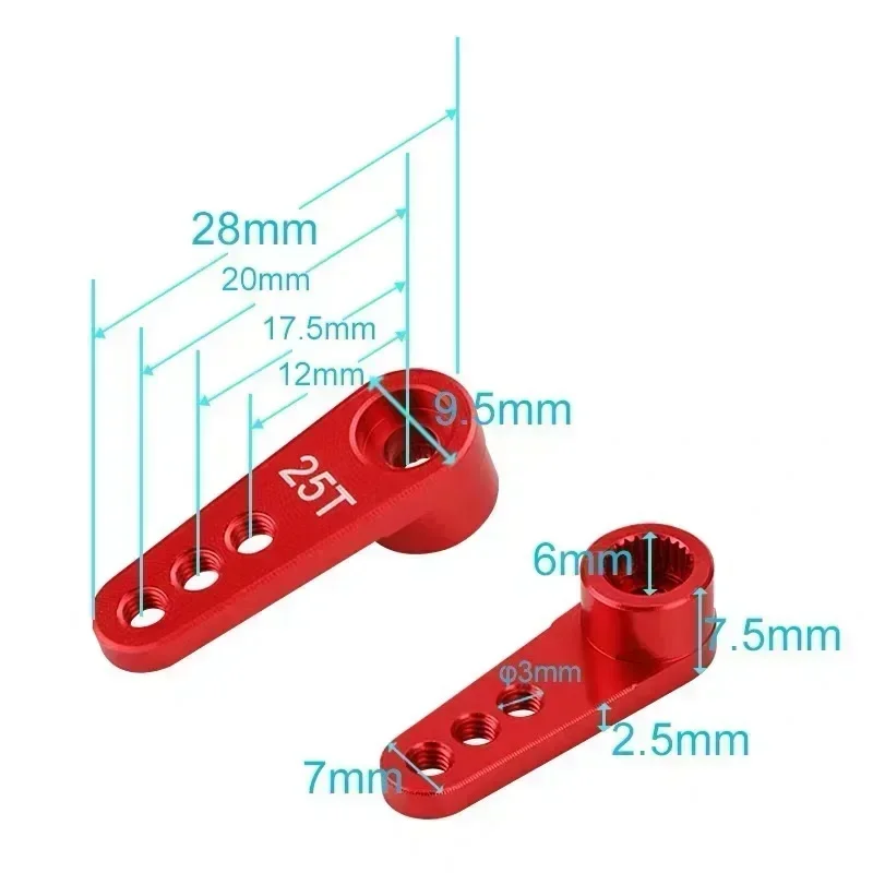 NEEBRC 25T Metal Servo Arm 3 Holes for 1/10 RC 21G 2KG 12KG 7KG Servo Car Boat Robot Wltoys Futaba Axial SCX10 TRX Accessories