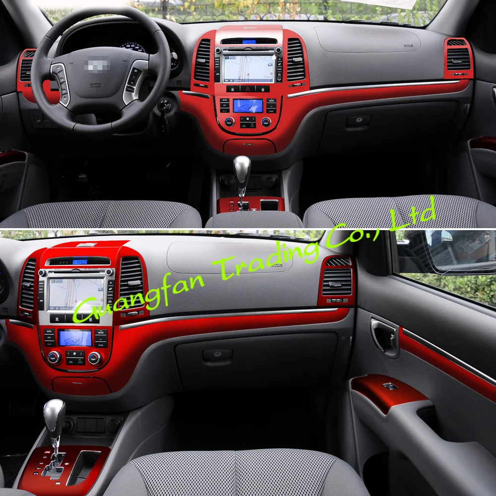 For Old Hyundai Santa Fe 2006-2012 Interior Central Control Panel Door Handle Carbon Fiber Sticker Decals Car Styling Accessorie