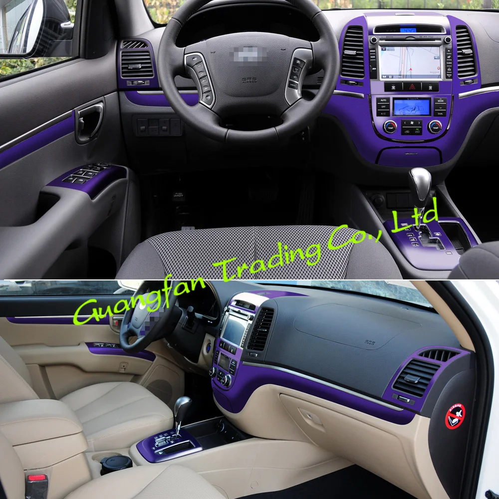 For Old Hyundai Santa Fe 2006-2012 Interior Central Control Panel Door Handle Carbon Fiber Sticker Decals Car Styling Accessorie