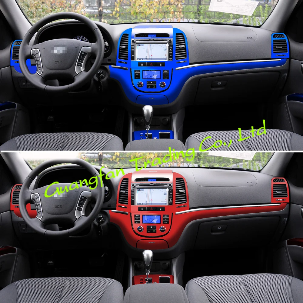 For Old Hyundai Santa Fe 2006-2012 Interior Central Control Panel Door Handle Carbon Fiber Sticker Decals Car Styling Accessorie