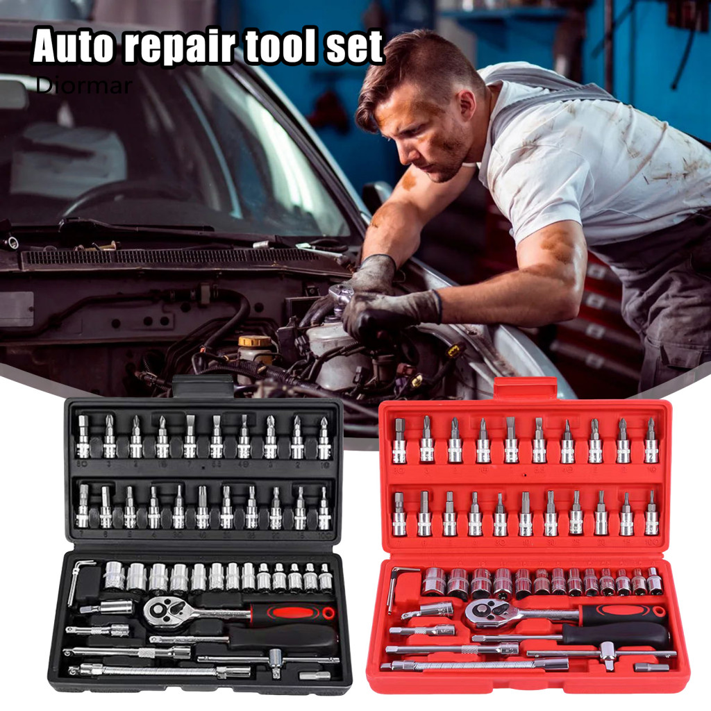 Chrome Vanadium Steel Tools Auto Repair Tool Set 46pcs Car Wrench Kit – Heavy Duty Torque Wrenches with Hex Ph Sl Pz T