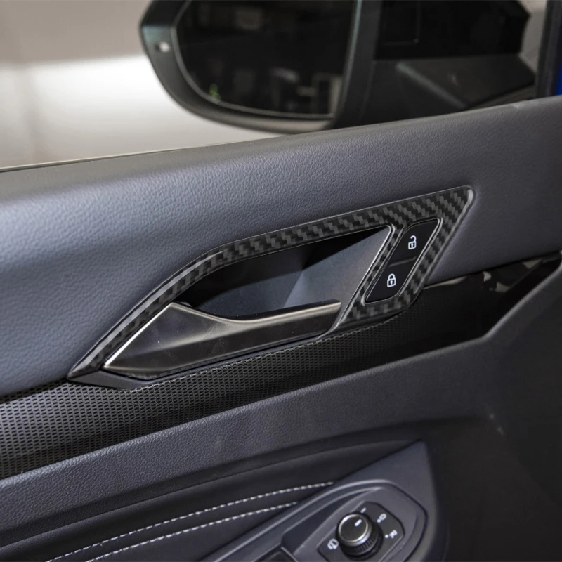 For Volkswagen Vw Golf 8 Mk8 2020 2021 4pcs Carbon Fiber Door Handle Bowl Cover Trim Car Interior Accessories Decoration Sticker