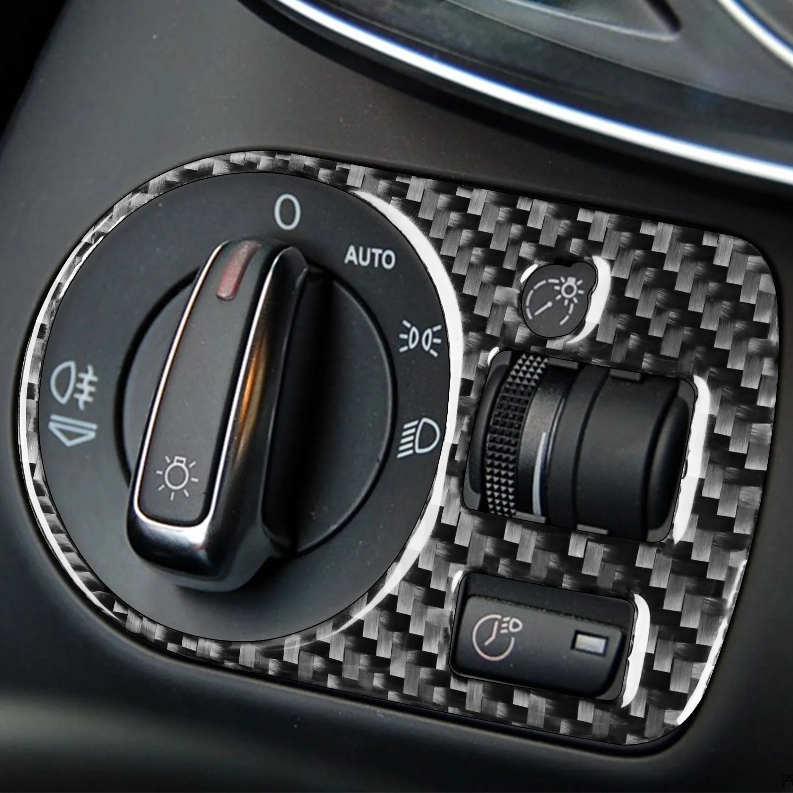 For Audi A3 S3 8P 2006 2007 Carbon Fiber Headlight Switch Control Panel Cover Trim Interior Decoration Car Accessories Sticker