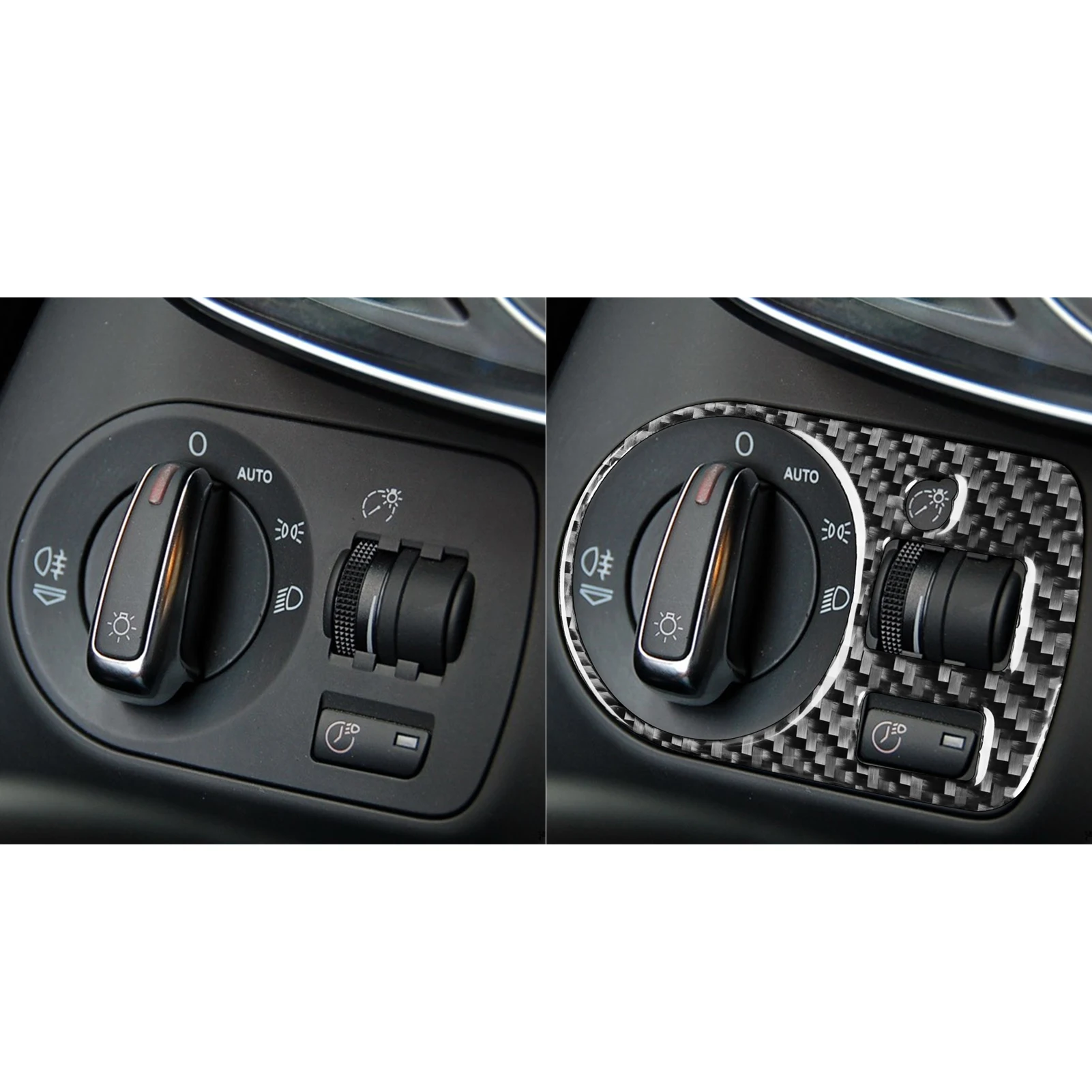 For Audi A3 S3 8P 2006 2007 Carbon Fiber Headlight Switch Control Panel Cover Trim Interior Decoration Car Accessories Sticker