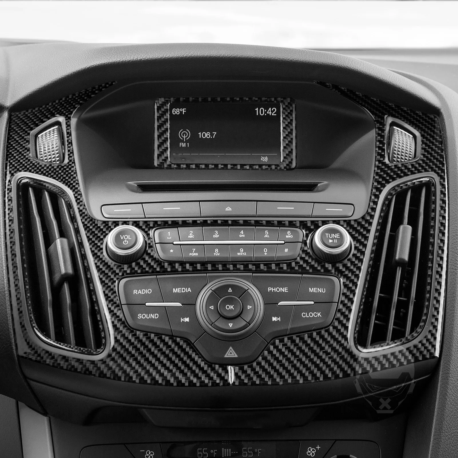 Central Radio AC CD Door Panel For Ford Focus SE RS ST Ecoboost Real Carbon Fiber Stickers Car Interior Accessories Decorative