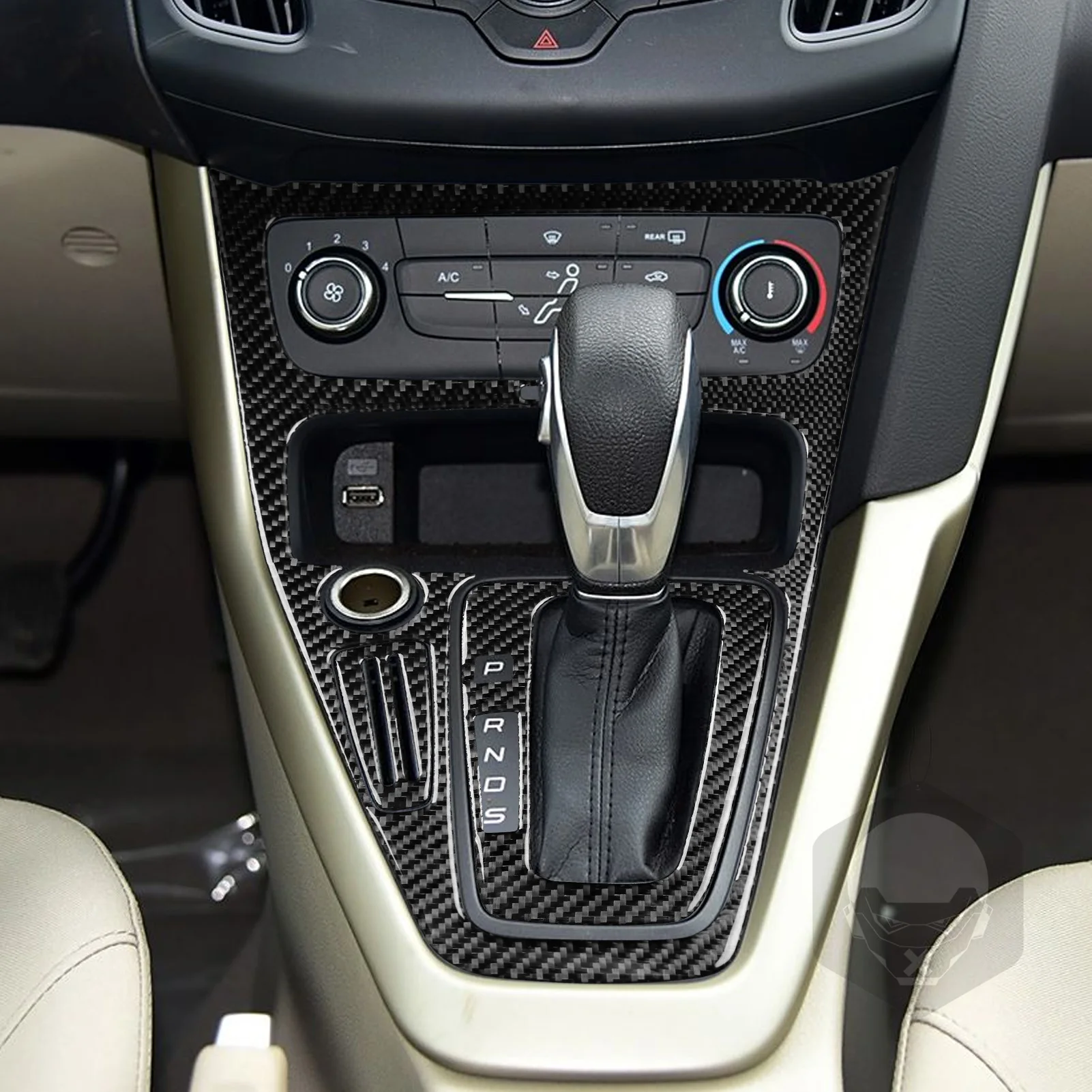 Central Radio AC CD Door Panel For Ford Focus SE RS ST Ecoboost Real Carbon Fiber Stickers Car Interior Accessories Decorative
