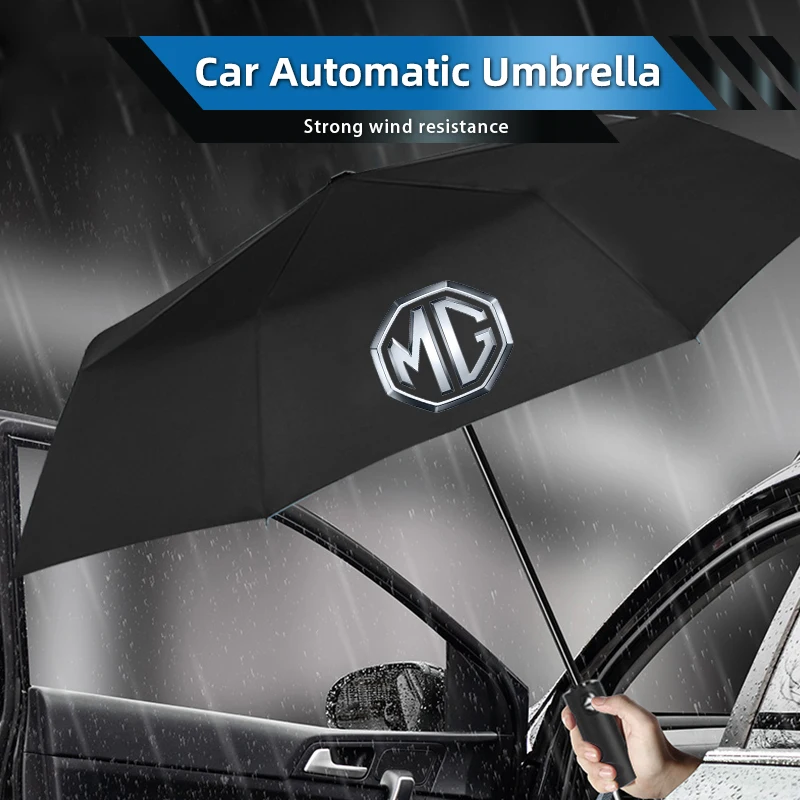 Car Logo Automatic Folding Windproof Sunshade Umbrella Auto Accessories For Morris Garages MG 3 5 6 7 HS ZS GS TF GT ZR RX5 RX8