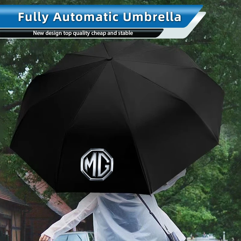 Car Logo Automatic Folding Windproof Sunshade Umbrella Auto Accessories For Morris Garages MG 3 5 6 7 HS ZS GS TF GT ZR RX5 RX8