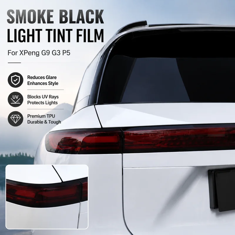 TPU Headlight and Taillight Tint Film Kit for XPeng G9 G3 P5 - Smoke Black Light Control Car Accessories, Replacement Parts