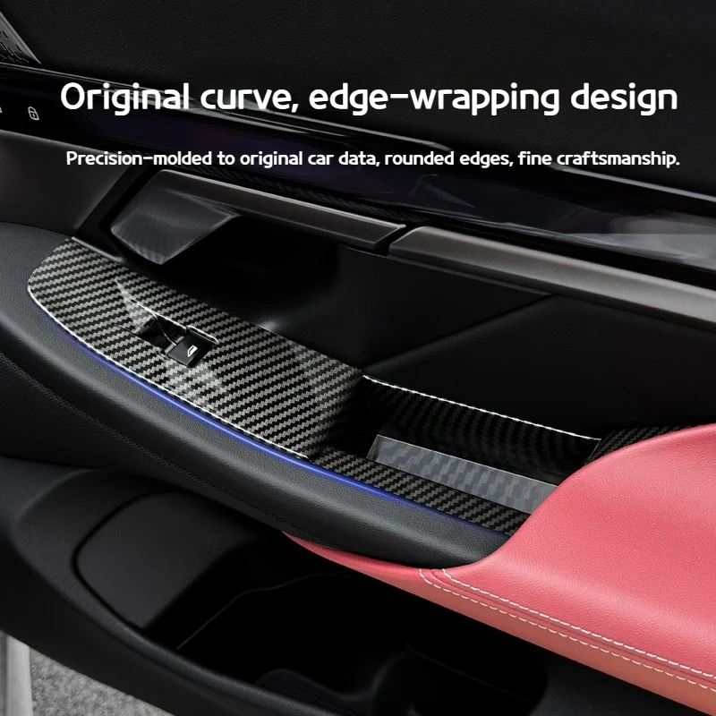 For BMW 5 Series i5 G60 2024-2025 ABS Carbon Fiber texture Car window lift glass panel button frame interior accessories