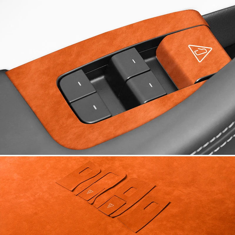 Top Suede For Tesla Model 3 (2024-) Window Switch Button Panel Trim Cover Sticker Anti Scratch Car Interior Tuning Accessories
