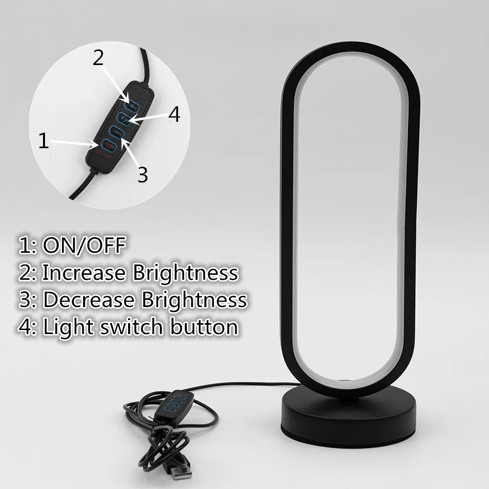 USB Dimmable 3 Colors Ring Table Lamp LED Touch Control Bedside Night Light For Living Room Bedroom Office Home Decor