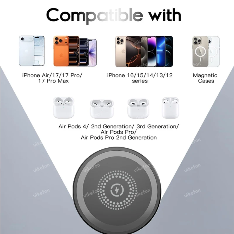 Magnetic 3 in 1 Wireless Charger For iPhone 17 16 15 14 13 12 11 Charging Station for Samsung /Apple /Huawei Watch and Airpods