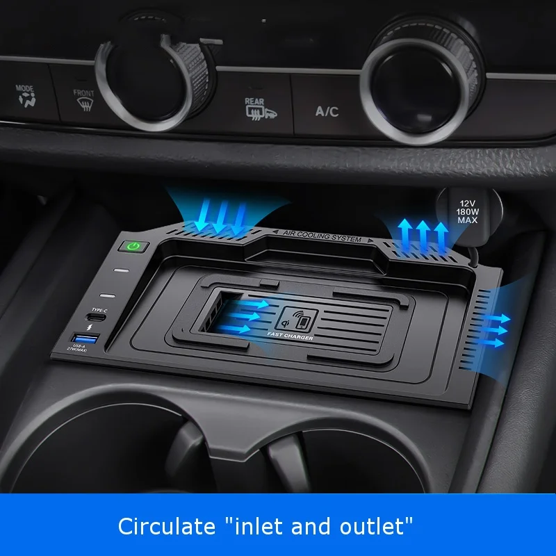 15W Car Wireless Charger QI Phone Charger Fast Phone Charging Pad Plate for Honda ZRV ZR-V HRV HR-V 2023 2024 Car Accessories