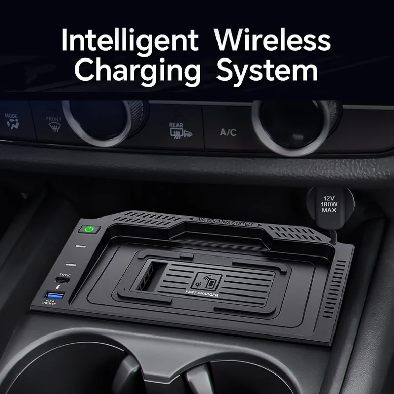 15W Car Wireless Charger QI Phone Charger Fast Phone Charging Pad Plate for Honda ZRV ZR-V HRV HR-V 2023 2024 Car Accessories
