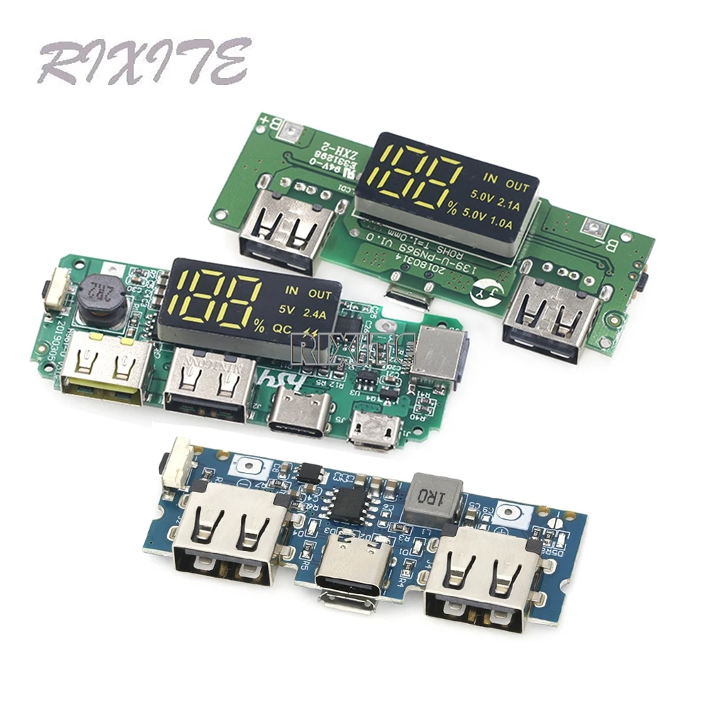 Lithium Battery Charger Board LED Dual USB 5V 2.4A Micro/Type-C USB Mobile Power Bank 18650 Charging Module Circuit Protection
